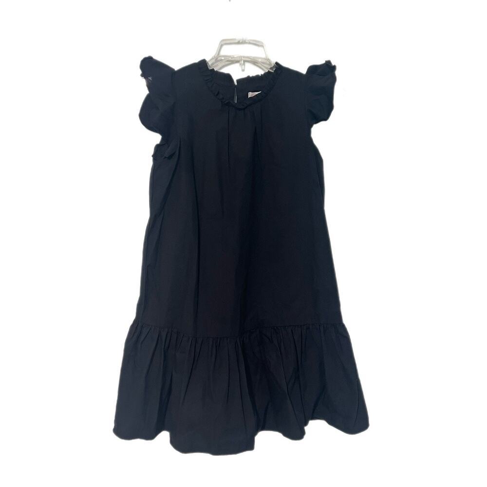 Gb Girls Dress Size M 10/12 Black Flutter Sleeves 100% Cotton School Party
